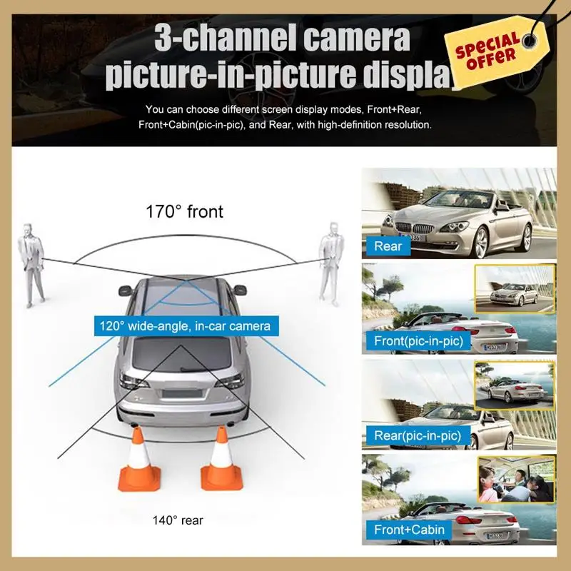 Pantalla táctil de 4 pulgadas para coche DVR 1080P Dash Cam cámara frontal interior visión nocturna grabación en bucle G-Sensor-WMAN