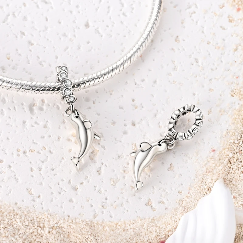 2026 Sommer Charms Perlenanhänger 925 Sterling Silber Ozeanperle Fisch Muschel Schildkröte Charm passend für Armband für Damen DIY Schmuck Geschenk – Detail 32