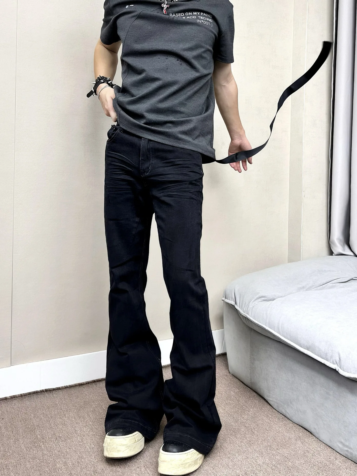 

Bootcut Jeans For Man Casual Pants Skinny Cotton Black Woman Trousers Slim Fashion Brand Designer Clothing Mens Apparel Owen