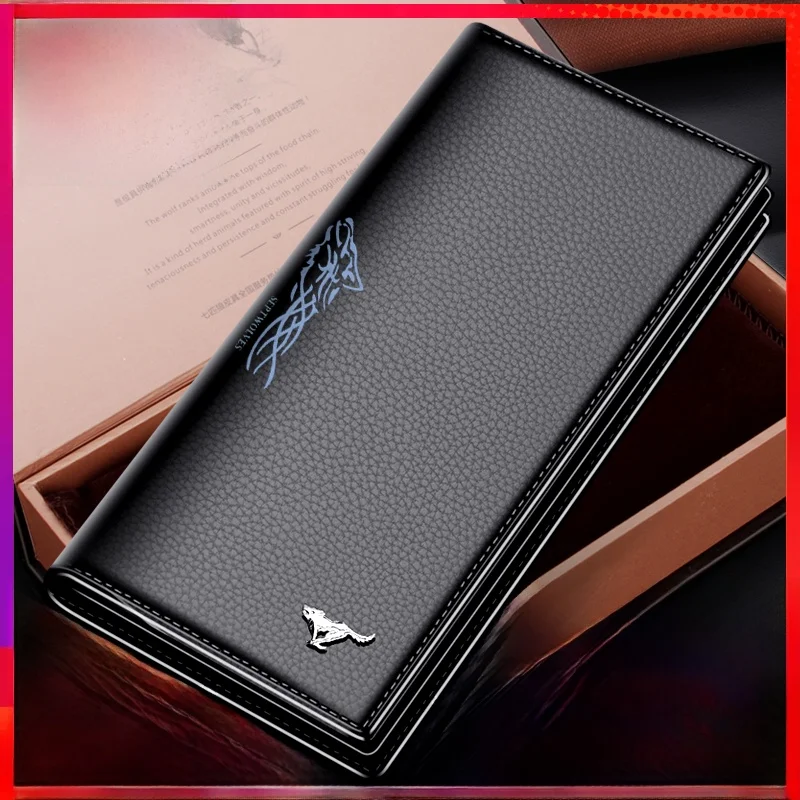 

Длинный мужской кошелек Septwolves из натуральной кожи высшего качества, повседневный деловой подарок для папы на день рождения, элитные кожаные изделия