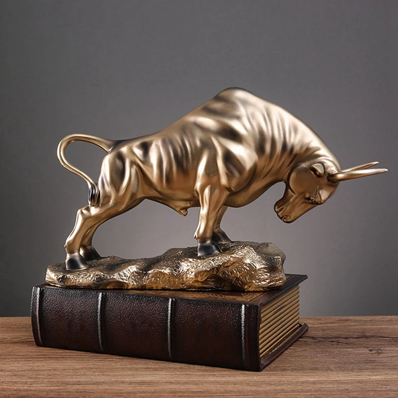 

Modern Bull Figurine Cattle Statue Feng Shui Animal Sculpture Collection Crafts For Office Tabletop Home Decoration