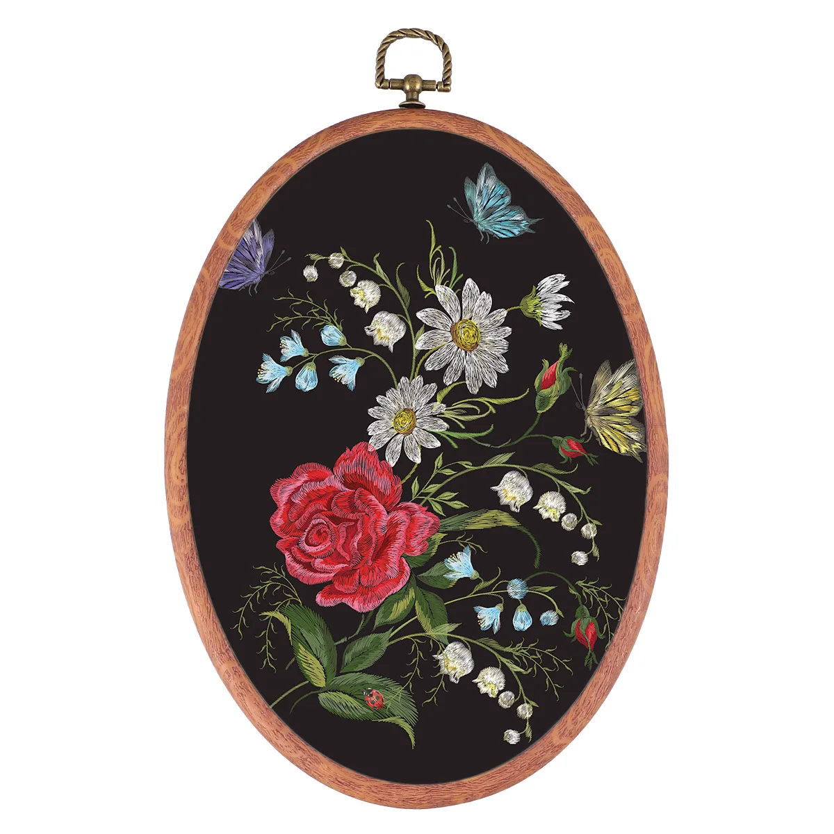 

3Pcs Embroidery Hoop Sets Elliptical Wooden Circle Frames Cross Stitch DIY Craft Display 18x25cm Ideal for Sewing Wall