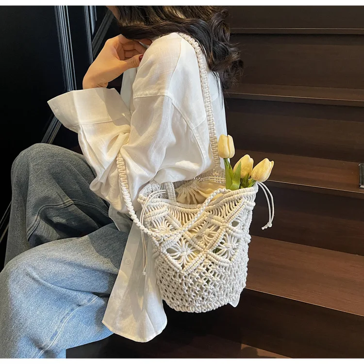 

2025 Summer Beach Bag - Woven Crossbody Purse with Cotton Strap, Elegant Work Tote for Women, Office & Travel