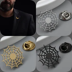 Spider Web Gold Plated Badge, Silver Collar Brooch, Lapel Pin Black, Nameplate Suit Accessories Set, Men's Gift