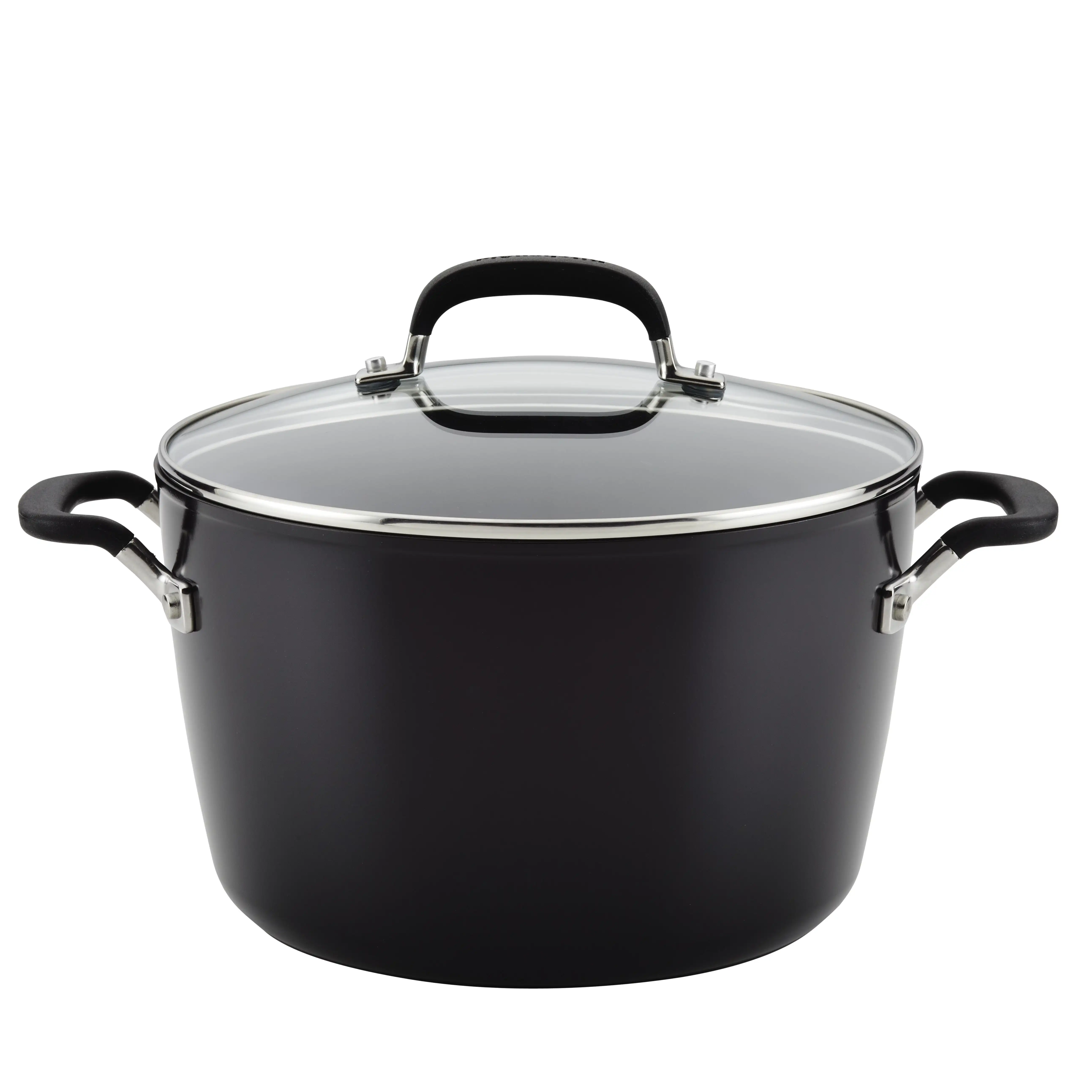 

KitchenAid Hard Anodized 8 Quart Nonstick Stockpot with Lid, Onyx Black