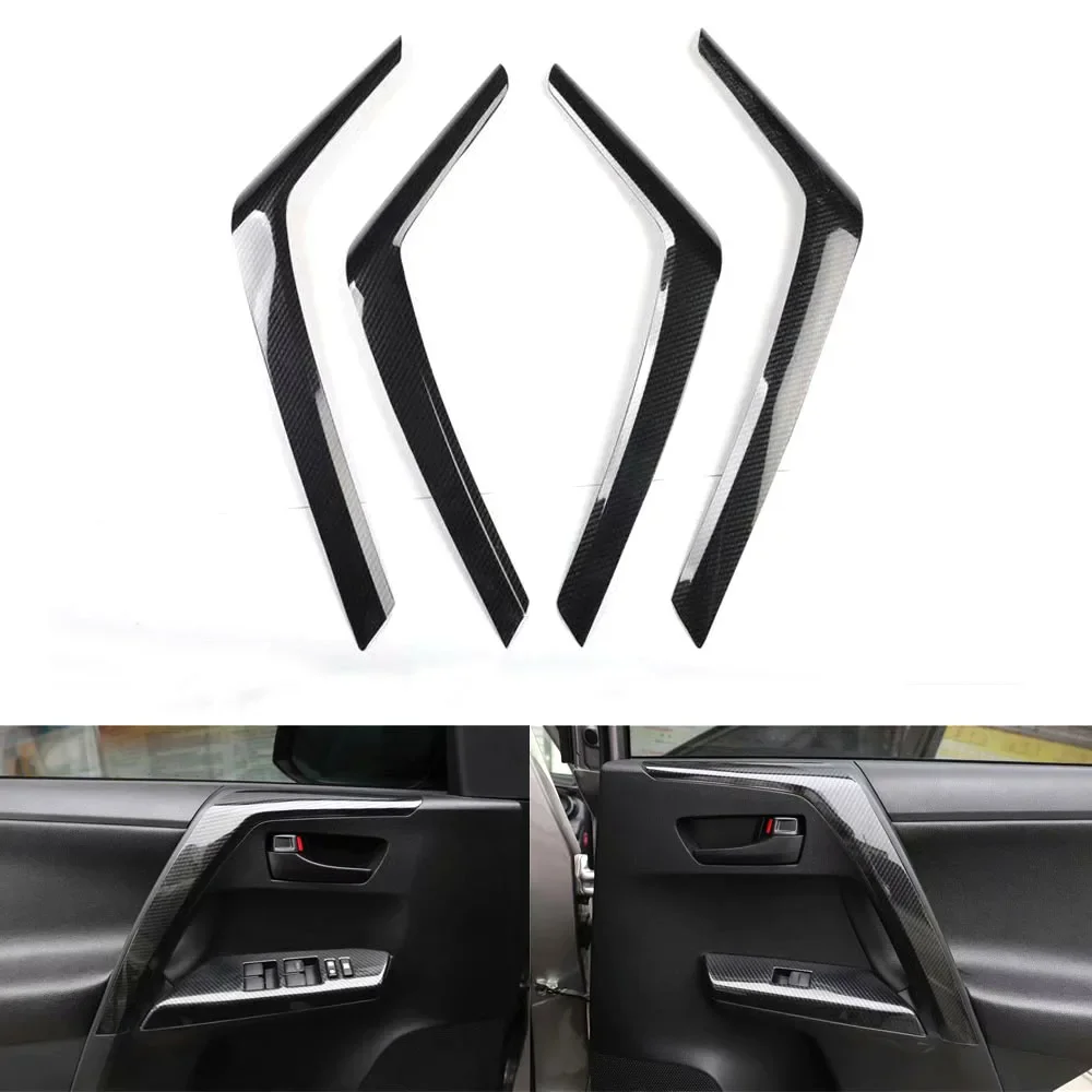 

4Pcs Car Interior Door Armrest Decoration Strips Trim Styling For Toyota RAV4 2013-2019 Auto Moldings Accessory