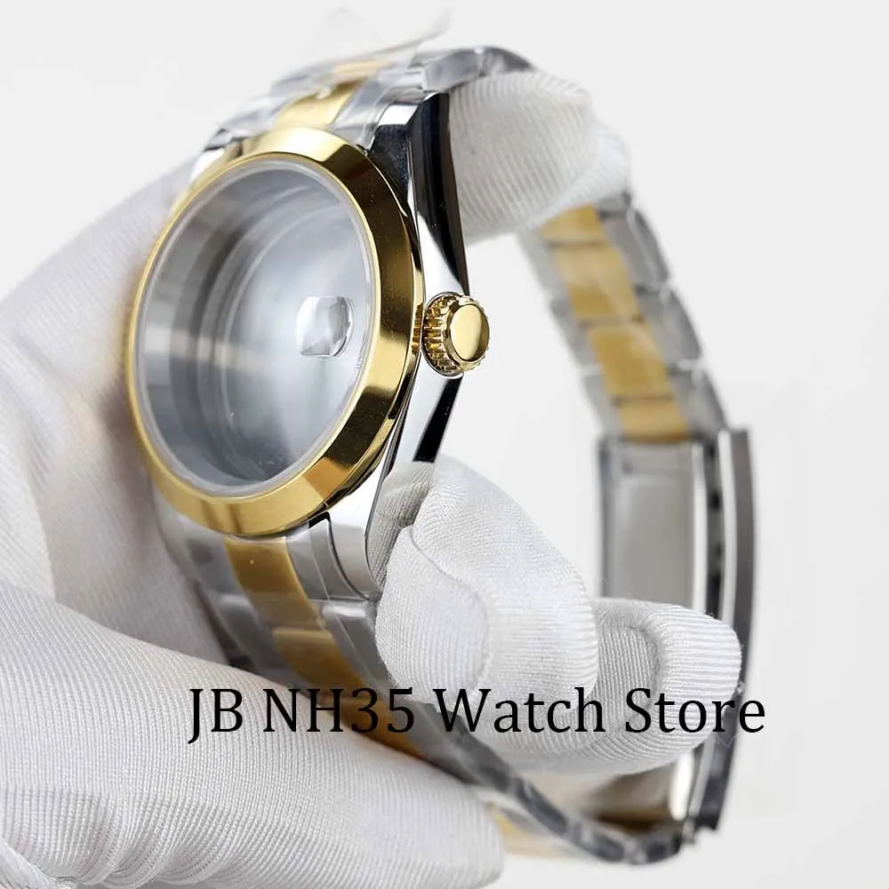 36/39mm Gold/RoseGold/Silver high quality Watch Case Strap Parts Sapphire Glass stainless For Seiko nh35/36 Movement 28.5mm Dial