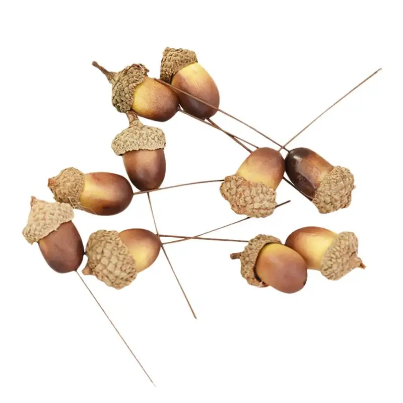 

10 pcs Simulation Fruit Props Xmas Acorn Branches Simulation Acorn Small Acorn Decor Lifelike Acorns Artificial Acorns Stems