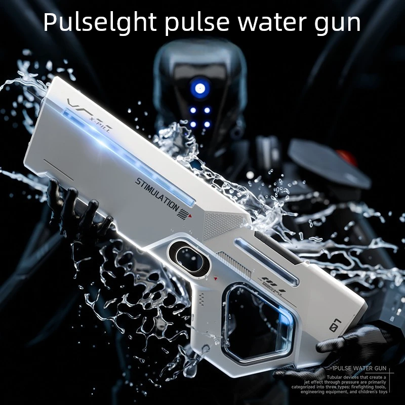 電動パルス式水鉄砲-ledライト付き-高圧自動連続射撃-ウォーターブラスター-屋外夏のビーチ遊び用