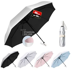 8ribs UV Umbrella Titanium Small Rain Umbrella Automatic Folding Windproof Umbrella UV Protection Sun Shade Thick Pocket Parasol