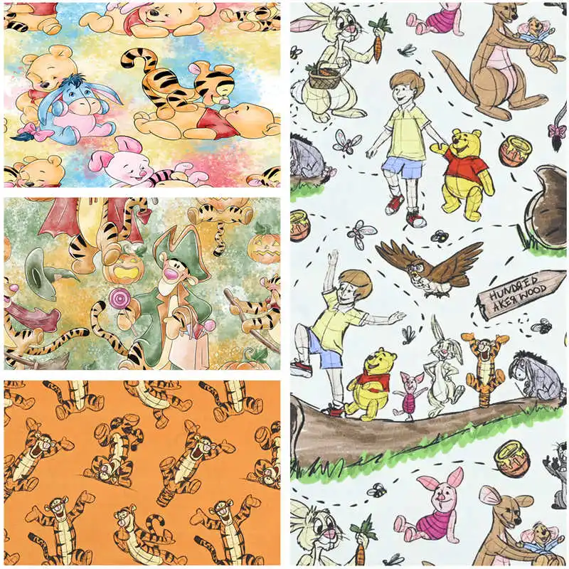 Sale Disney Winnie Cotton Fabric Sew Clothes Patchwork Fabircs DIY Quilting Needlework Material