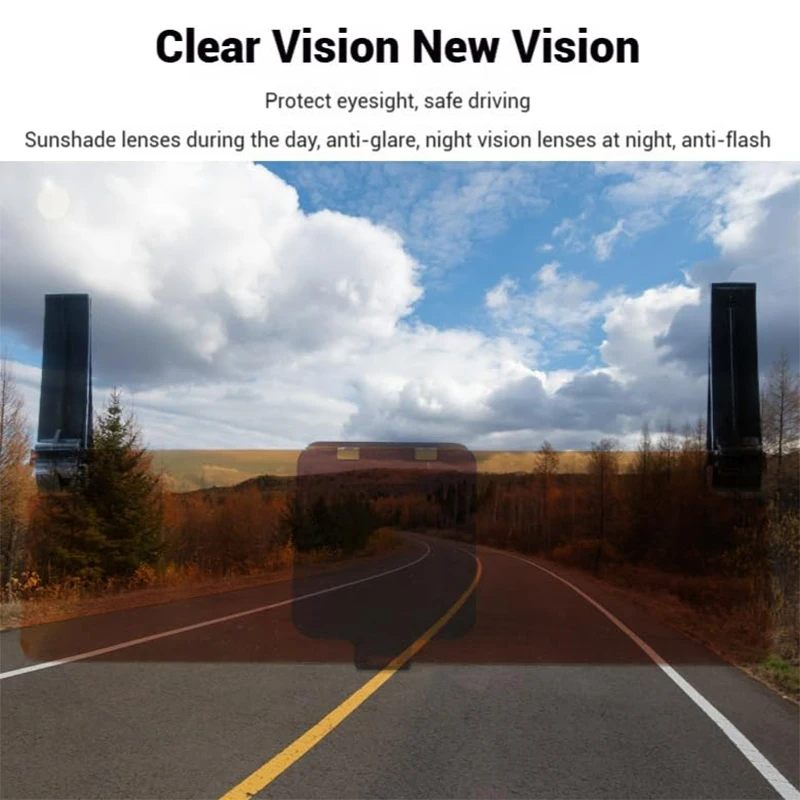 2-in-1 Car Sun Visor, Anti-Glare Day & Night Vision Shield for Glare Protection