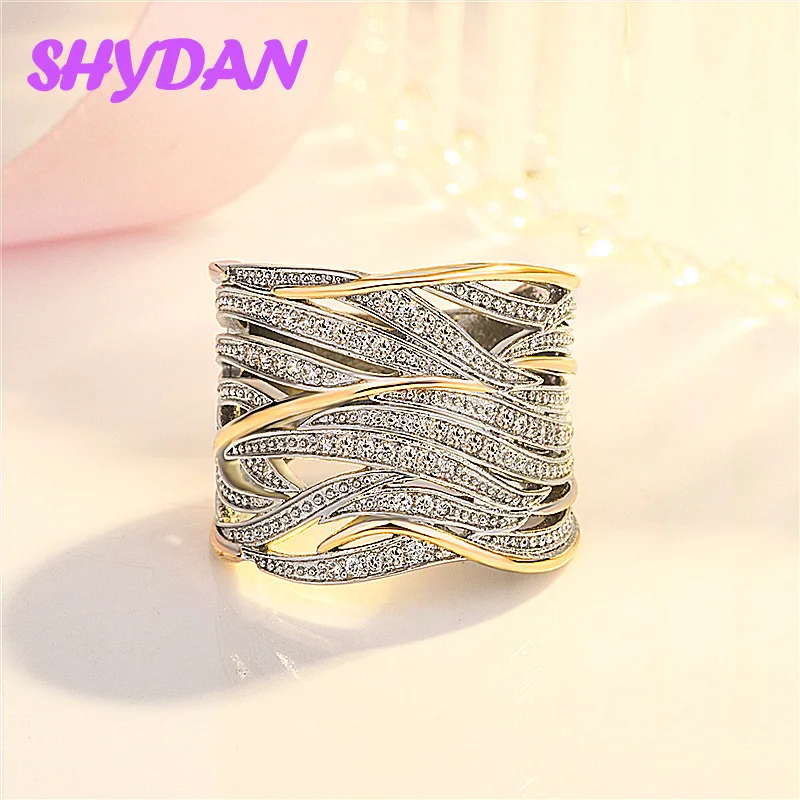 SHYDAN 925 Sterling Silber Gedrehter Wickelring Mehrschichtiger Ring für Damen Modeschmuck