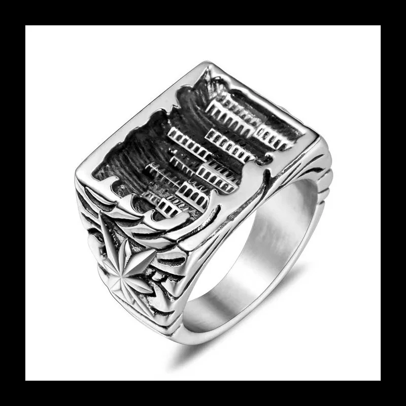 التيتانيوم الصلب والمجوهرات مدينة ضوء خاتم مجوهرات رجالية خاتم المرأة زهرة الأرز موضة فنجر SA1046