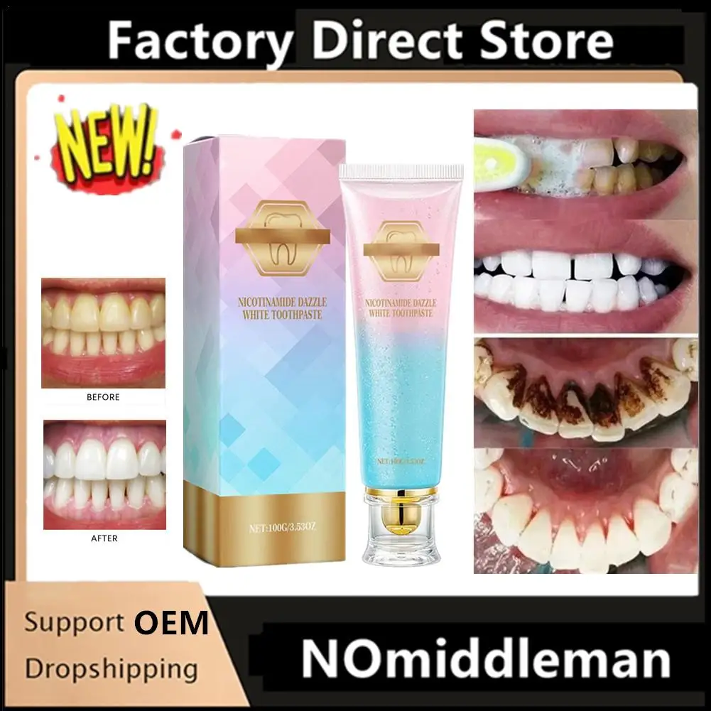 

1Pc Nicotinamide Whitening Stain Removal Toothpaste Freshens Breath Improves Yellow Teeth Probiotic Toothpaste Fresh Care