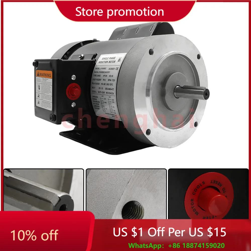 

3/4 HP Electric Motor 1PH 1725rpm 5/8'' Shaft TEFC 115/230 V