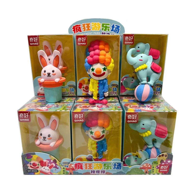 Creative Styling Clown Elephant Rabbit Eraser Cute Student Stationery Crazy Amusement Park Big Eraser Clean Gift Wholesale Gift