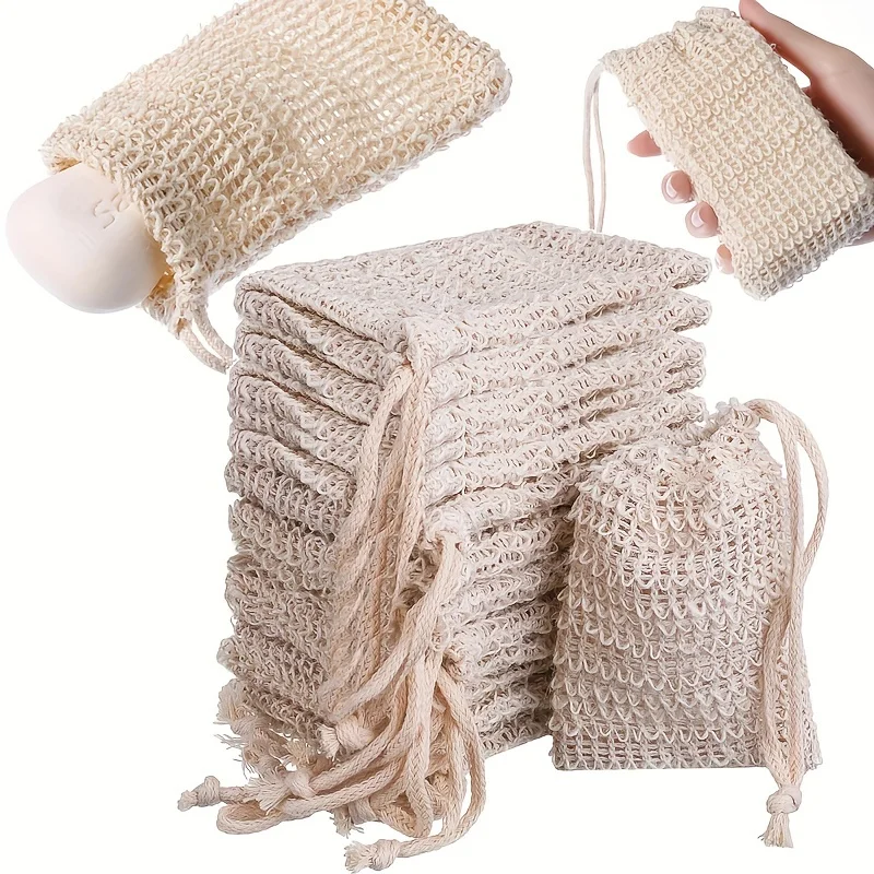 Soap Saver Pouch, Soap Bag With Drawstring, Soap Saver Bag, Knotted Shower Soap Bag For Foaming And Drying, Bathroom Accessories