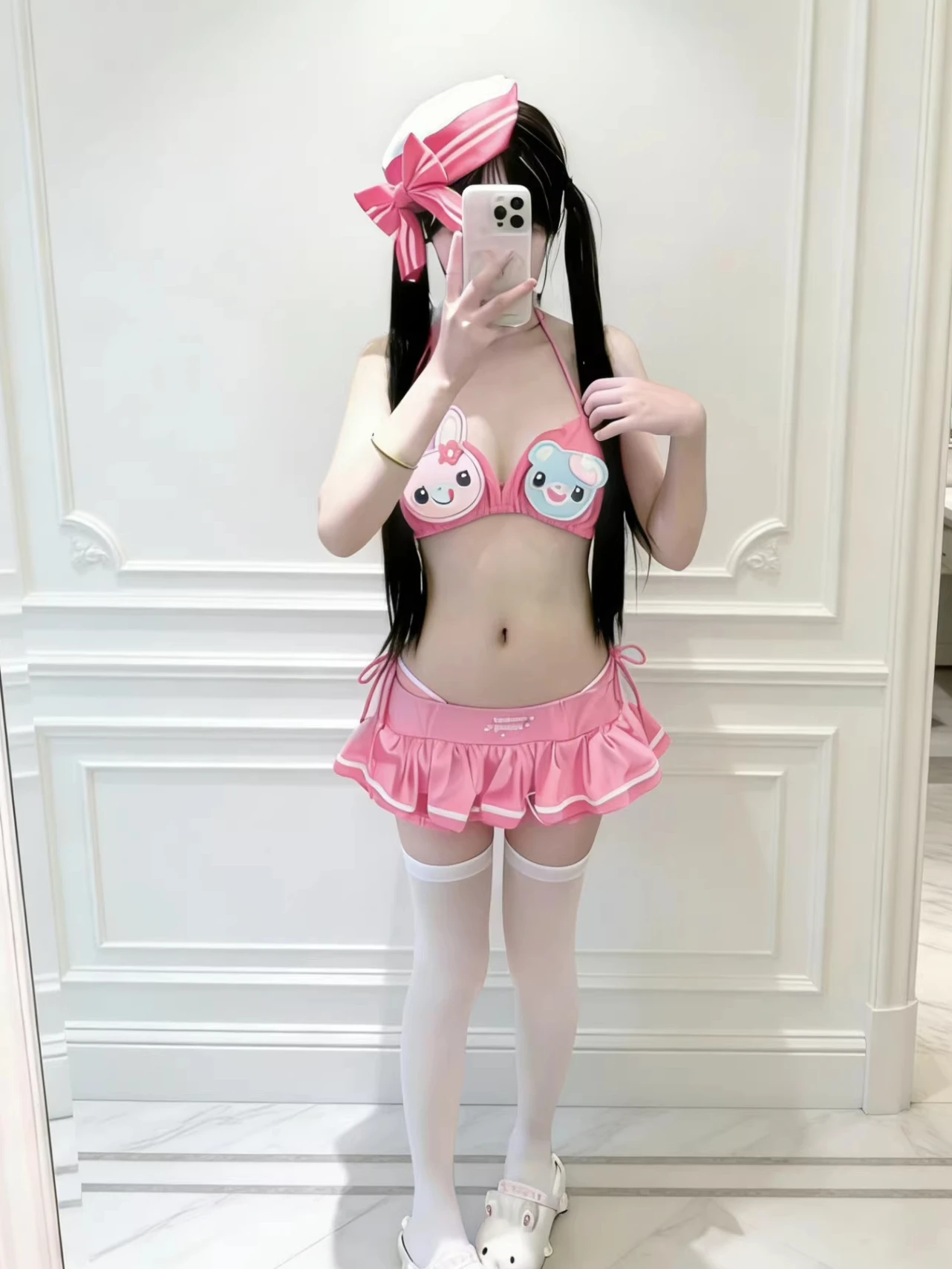 

Cartoon Print Sexy Kawaii Swimsuit Women's Japanese Sweet Girl Strapless Camisole Top Triangle Shorts One Piece Swimsuit Summer