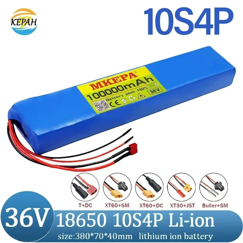 

Литий-ионный аккумулятор 10S4P 36В 100Ач 18650, аккумуляторный блок 42В 10000мАч, оригинальный мощный аккумулятор со встроенной защитой BMS