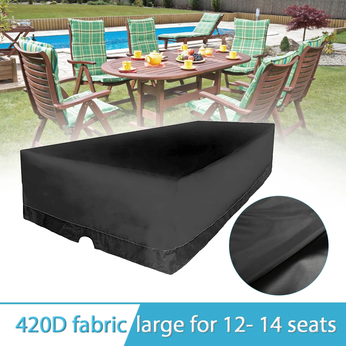 350*260*90cm Black Outdoor Patio Garden Furniture Waterproof Covers Rain Snow Chair covers for Sofa Table Chair Dust Proof Cover