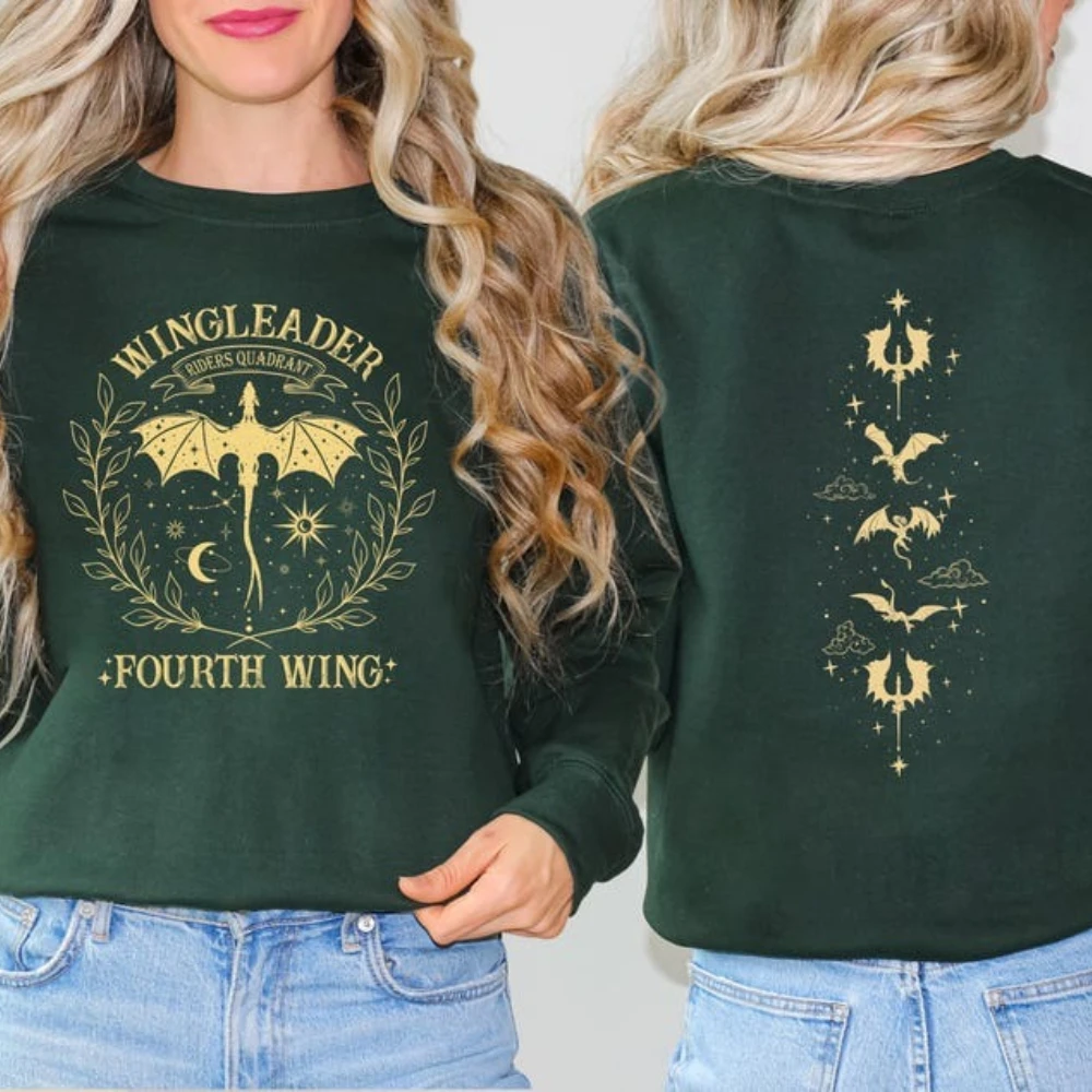 

Fourth Wing Merch Wingleader Sweatshirt Dragon Rider O-neck BookTok Romantasy Women Sweater Fantasy Book Lover Gift Pullover