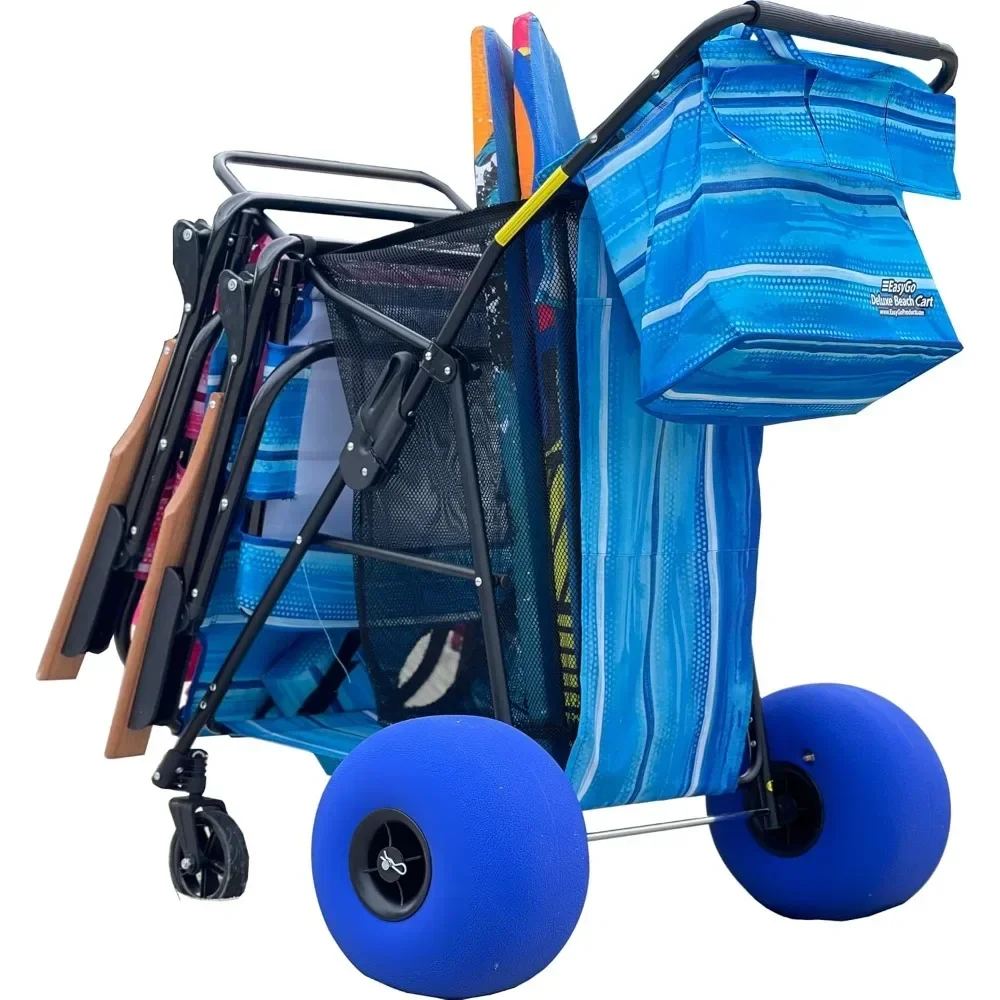 

Пляжная тележка, воздушный шар, колесо Делюкс, тяжелые условия, держит 4 складных стула, держатель зонта, съемная пляжная сумка