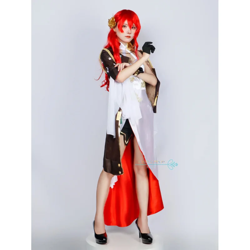 Himeko Cosplay Game Honkai Star Rail Himeko Cosplay Costume Dress Wig Halloween Party Costume Women Anime Role Play