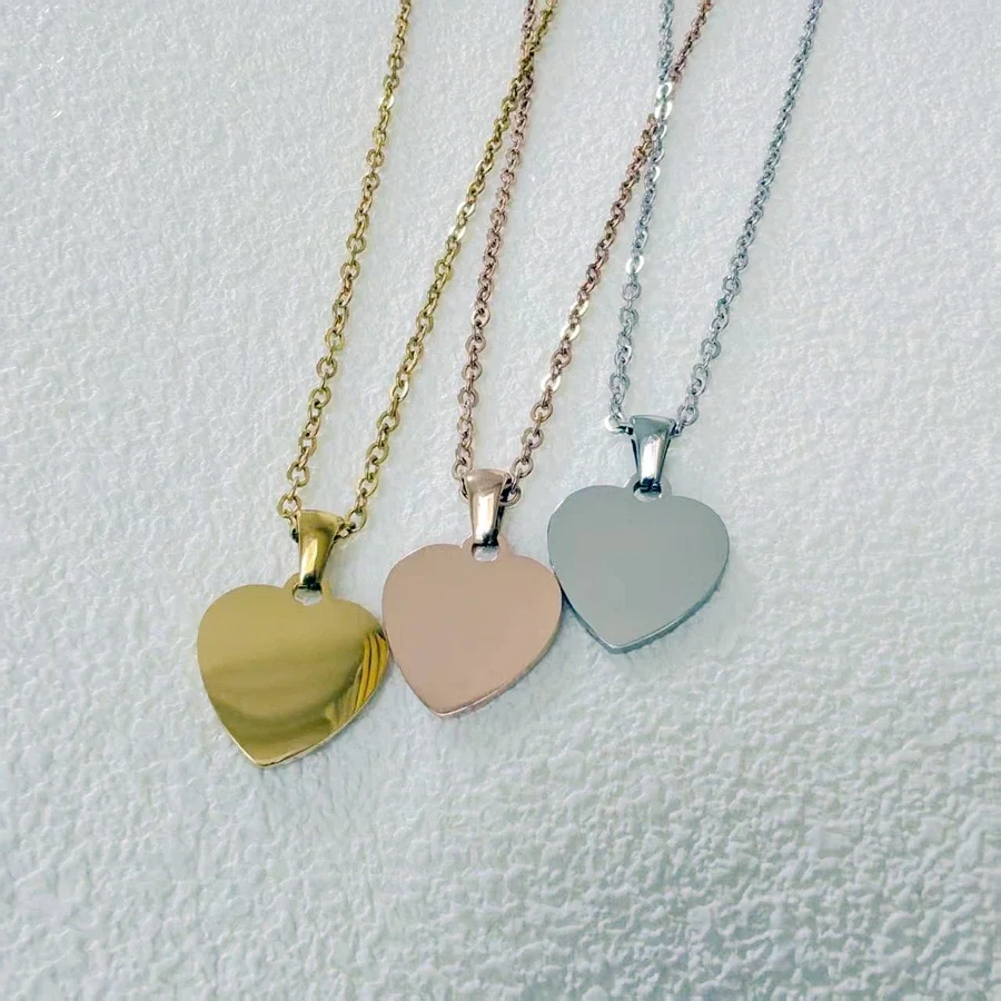 New Arrival Love Heart Pendant Necklace Mirror Polished Stainless Steel Chain Necklace For Women jewelry Gift 10Piece/lot