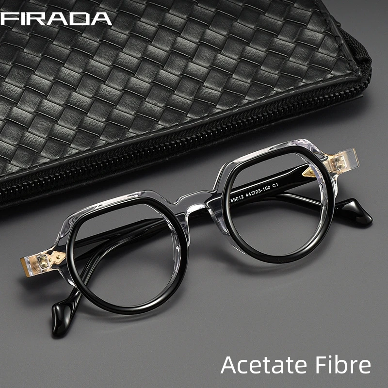 

FIRADA Fashion Sexy Glasses Women Retro Comfortable Eyewear Acetate Fiber Optics Prescription Eyeglasses Frame For Men BT55012-C