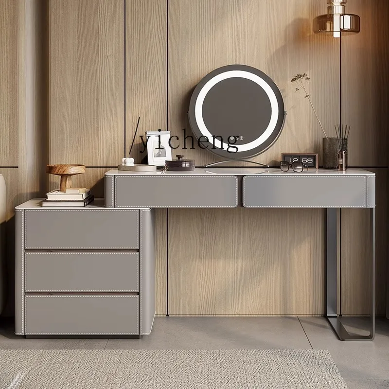 

Retractable Six Drawer Bedroom Bedroom Bedside Cabinet Dresser Premium Sense Slate Makeup Table