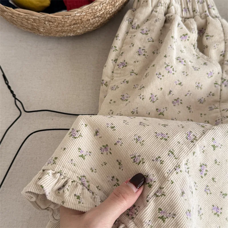 Crianças calças de veludo 2025 primavera novas crianças roupas da menina casual tornozelo-comprimento calças da criança meninas algodão solto harem calças