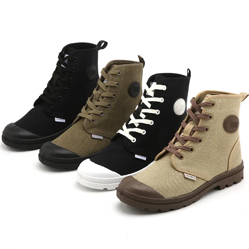 Men Canvas Shoes High Top Ankle Boots Military Tactical Male Boots Casual Men\'s Sneakers All Seasons Unisex Denim Botas de Mujer