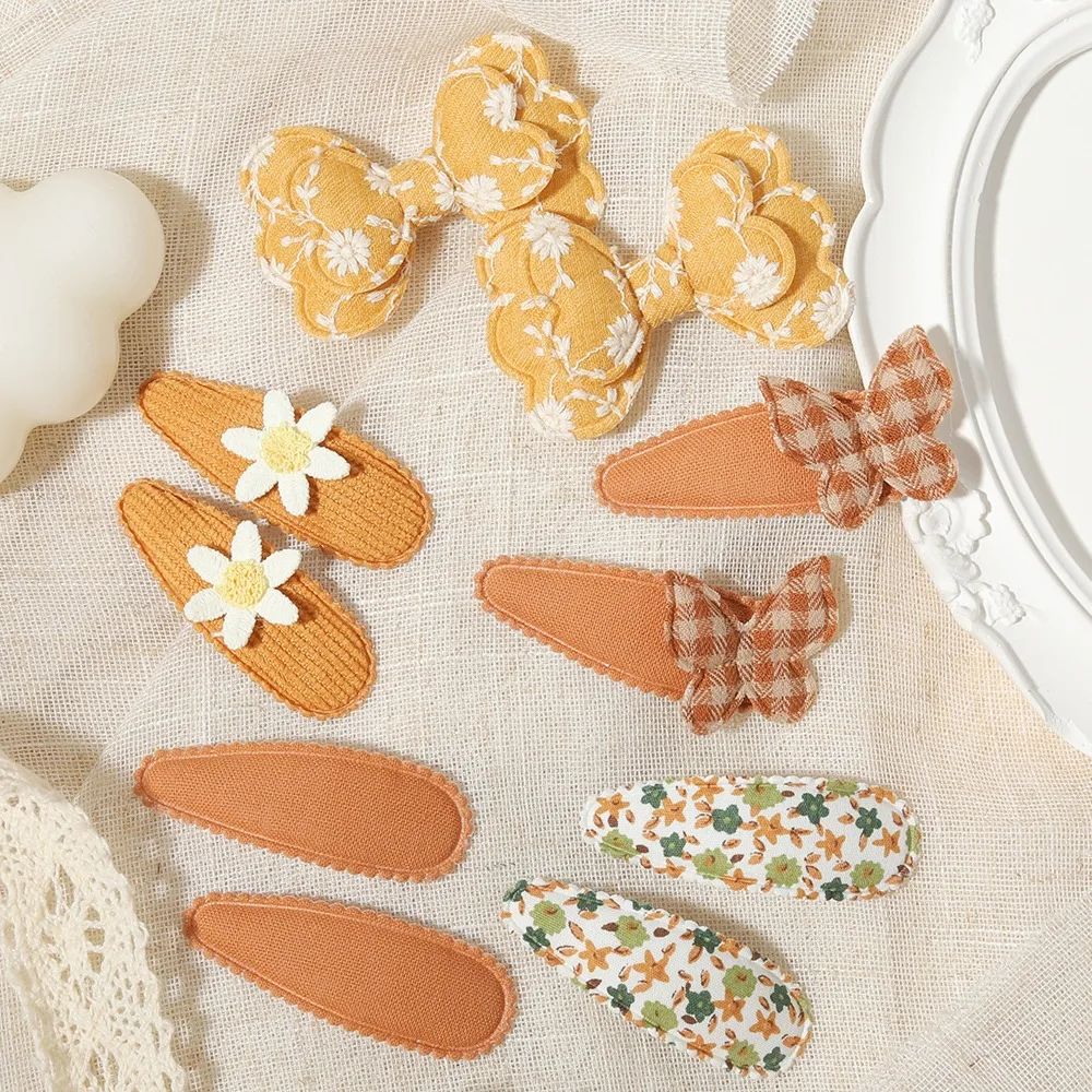 10 Stück/Set Bedruckte Stoff-Haarspangen für Babys und Mädchen, Feststehende Kantenclips für Party und Alltag, Mädchen-Haaraccessoires – Detail 6
