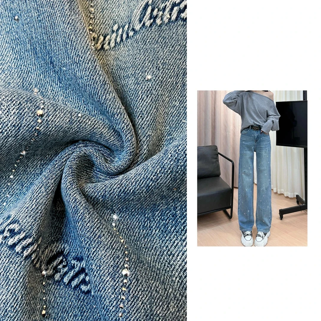 

Весна 2024, узкие прямые джинсы с высокой талией, женские стальные узкие джинсы со стразами и буквами, длинные брюки для похудения