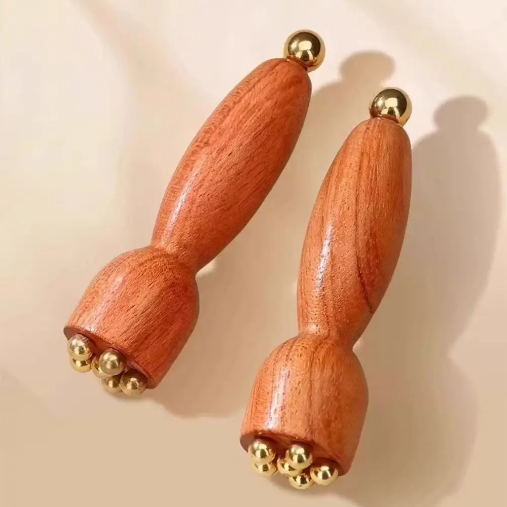 New Lotus Pod Eye Massager Roller Wooden 5 Teeth Face Massage Stick Mini Skin Care Tool for Relieve Facial Fatigue