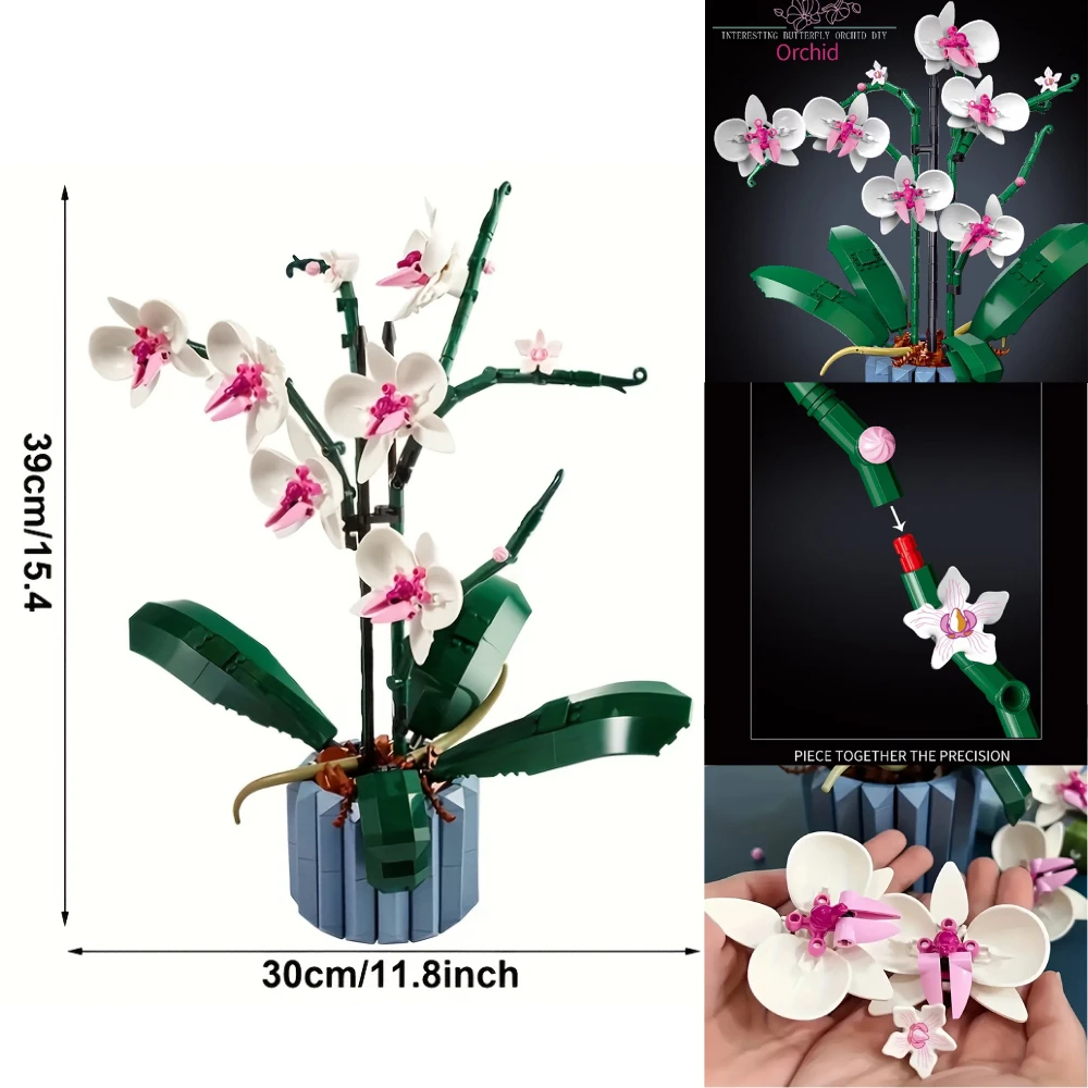 Icons 10311 Bouquet Of Artificial Flower Orchid Potted Plants Building Blocks Model Brick Moc Girls Toys DIY Mom Gift For Adults