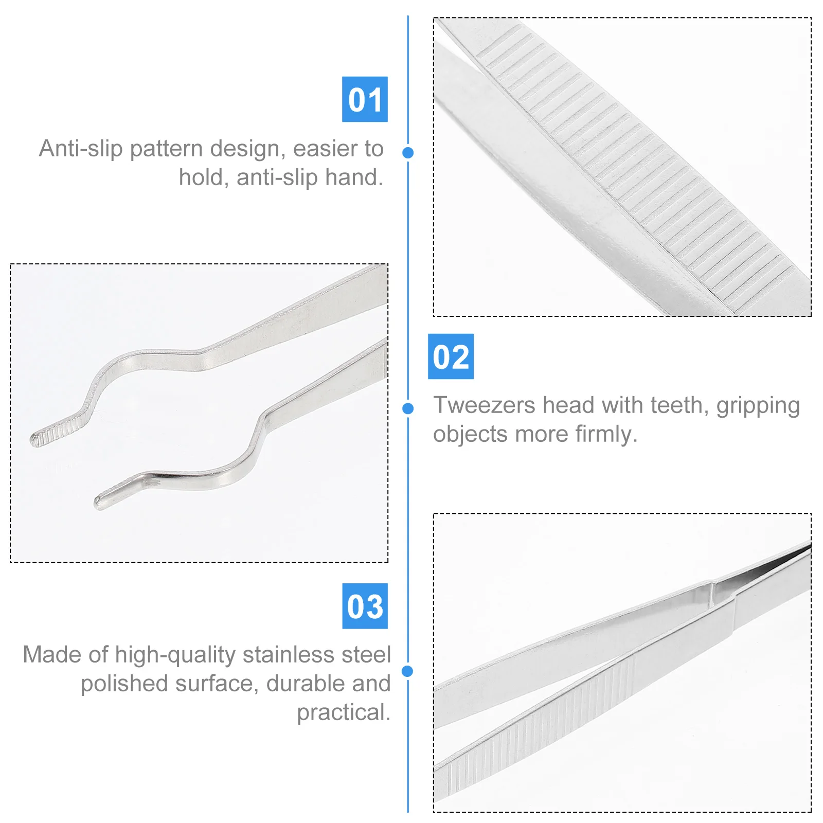 

20cm Stainless Steel Test Tube Tweezer Round Head Clamp Heat Resistant Lab Equipment Experiment Accessory Glass Plier Storage