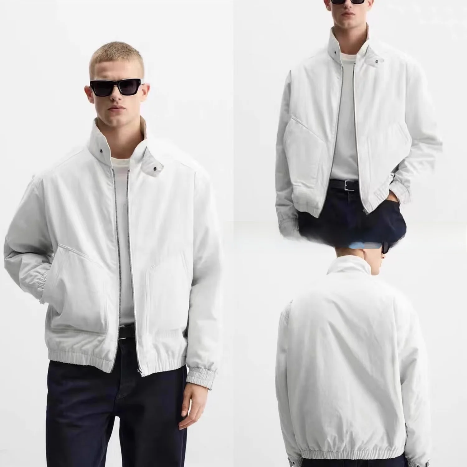 

Новая мужская куртка 2024 года из технологичной хлопковой ткани, белая, на молнии, с длинными рукавами, осенняя, модная, универсальная, с воротником-стойкой