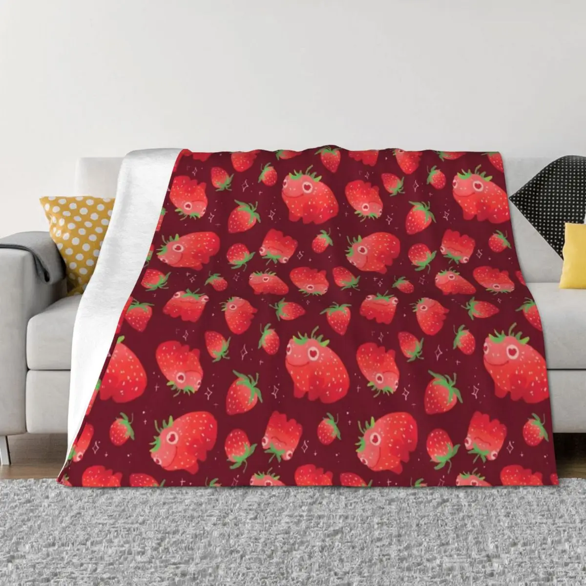 

Strawberry frogs repeating pattern Throw Blanket Thin Camping Blankets Sofas Of Decoration Winter beds Blankets