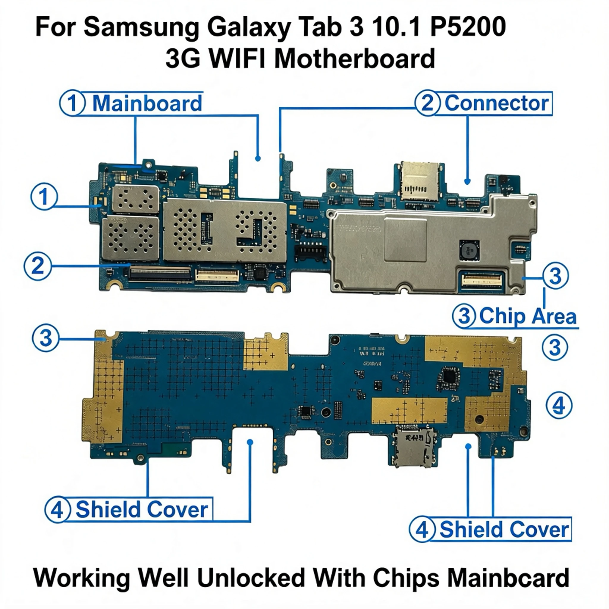 simロック解除済みeu版、チップ搭載、samsung-galaxy-tab-3-101-p5210-wifi-p5200-3gタブレット用交換マザーボード、正常動作