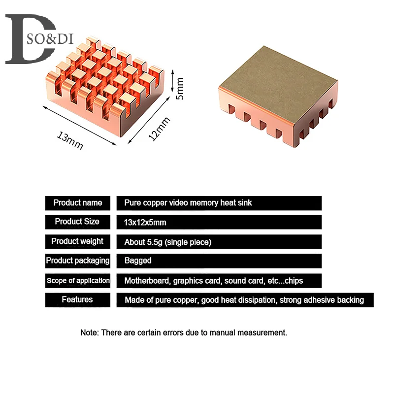 1/8 stücke Für Motherboard Grafikkarte Soundkarte Chip Kleine Kühlkörper Grafiken Speicher Kühlkörper Reinem Kupfer Kühlkörper