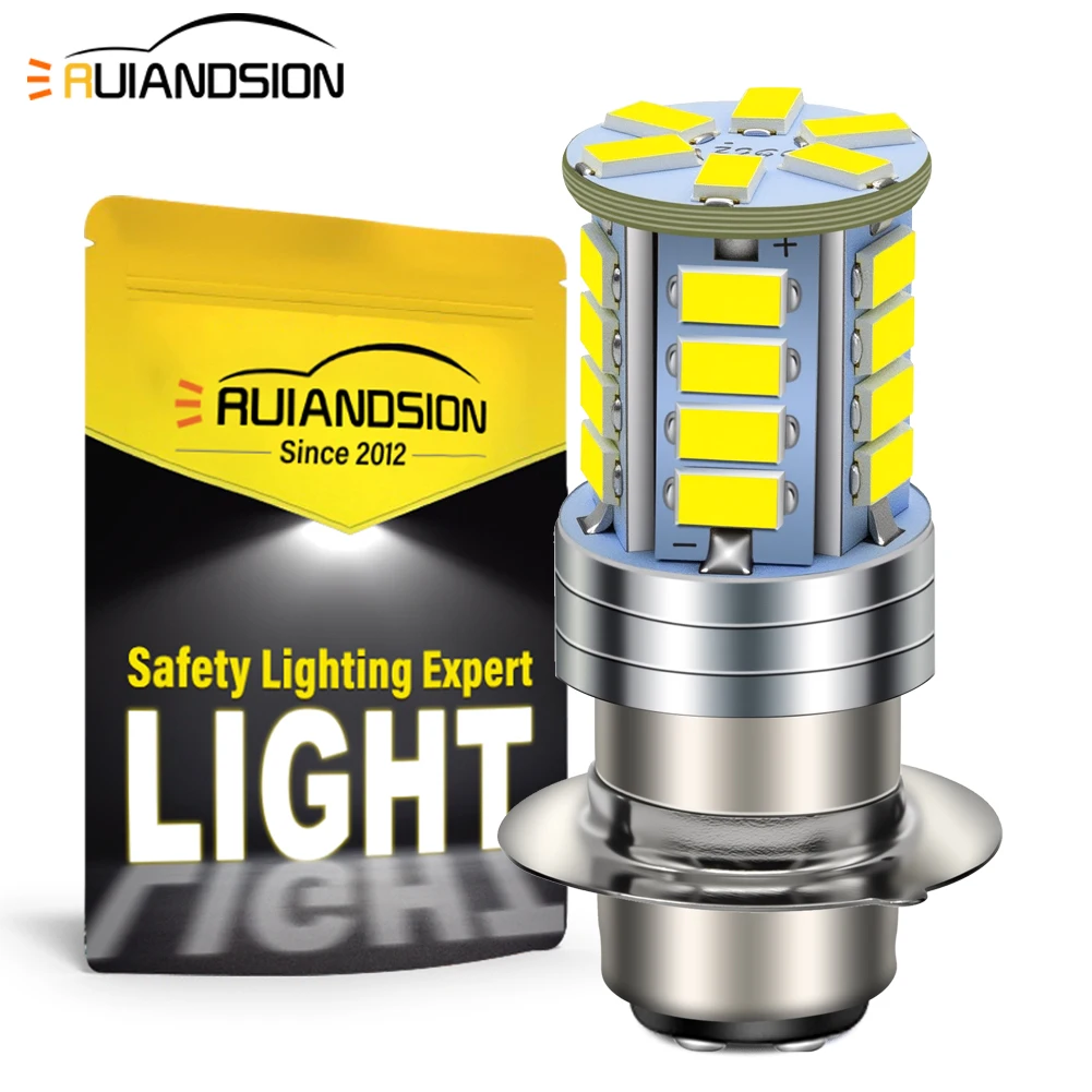 

RUIANDSION P15D 26SMD H6M LED 5730 chip Fog light Lamp Auto Motorcycle Headlights High/Low Beam Bulb 6V 12V 24V 6000K
