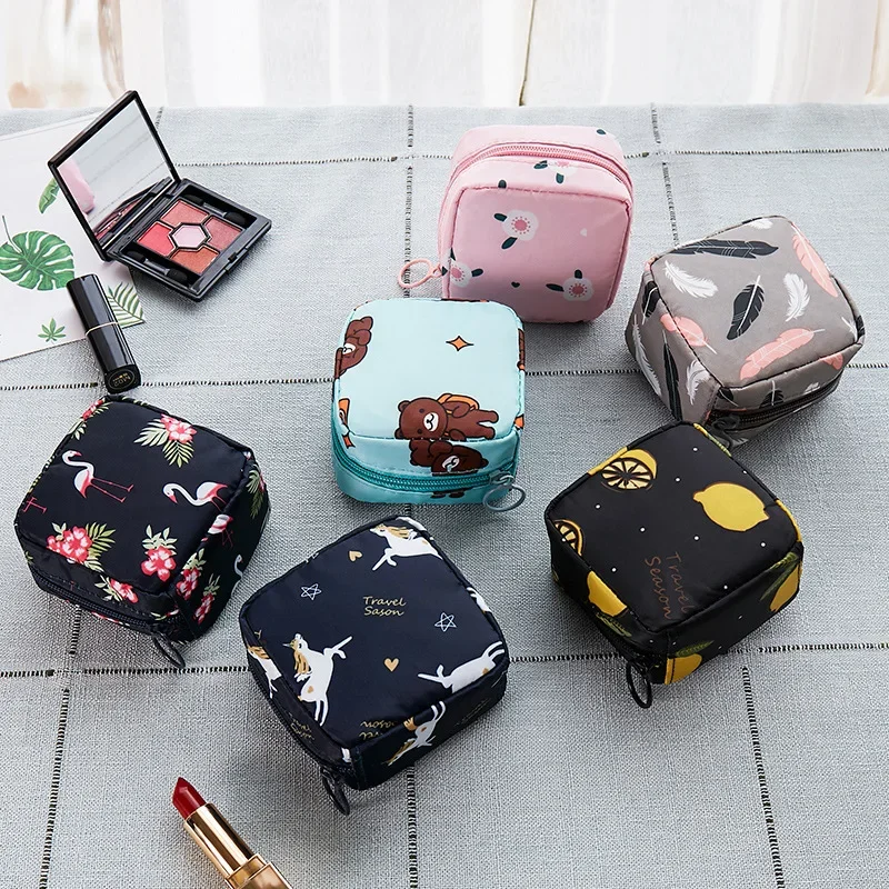 Mini Waterproof Women\'s Cosmetic Bag  Girls Flamingo Lipstick Make Up Bags Female Small Travel Makeup Pouch  Organizer Case kit