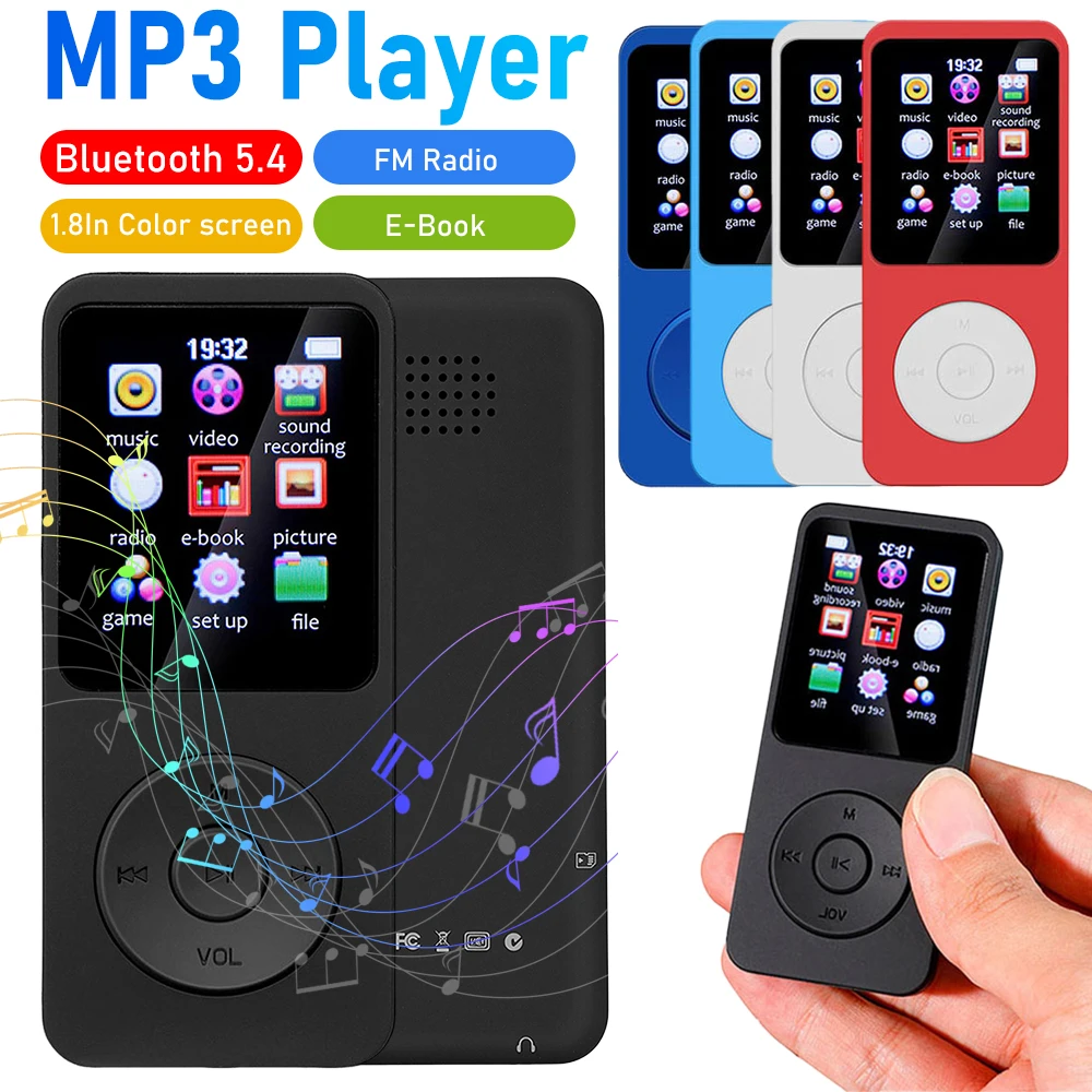 Sports MP3 Player 1.8In Student Walkman Bluetooth 5.4 Music Player Color screen Music  Player Support ​FM Radio E-Book Recording