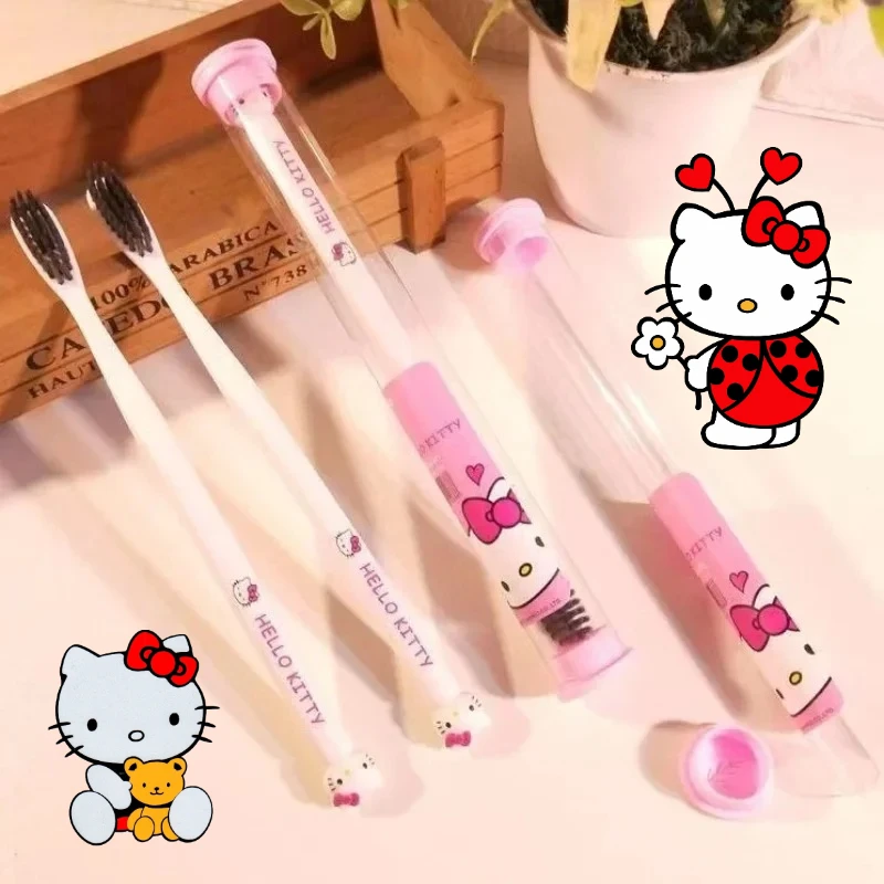 

5pcs Sanrio Hello Kitty Toothbrush Student Adult Household Toothbrush Cleaning Tooling Cartoon Soft Hair Oral Care Toothbrush