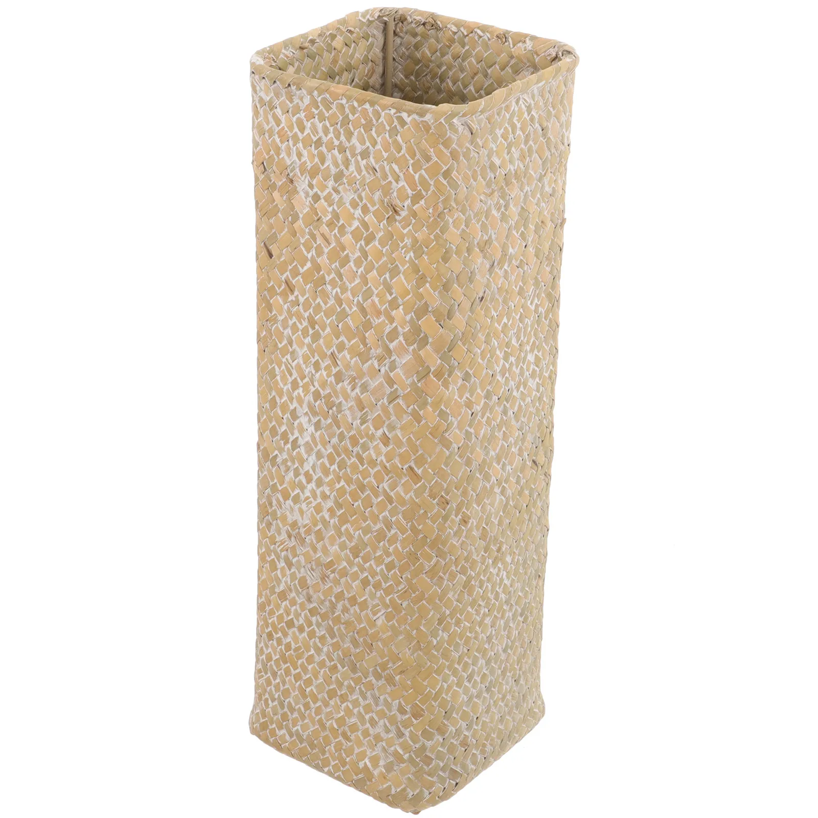 

Seagrass H woven Flower Basket Vase Decor 11x11x30cm White Simple Office Planter Woven Straw Container