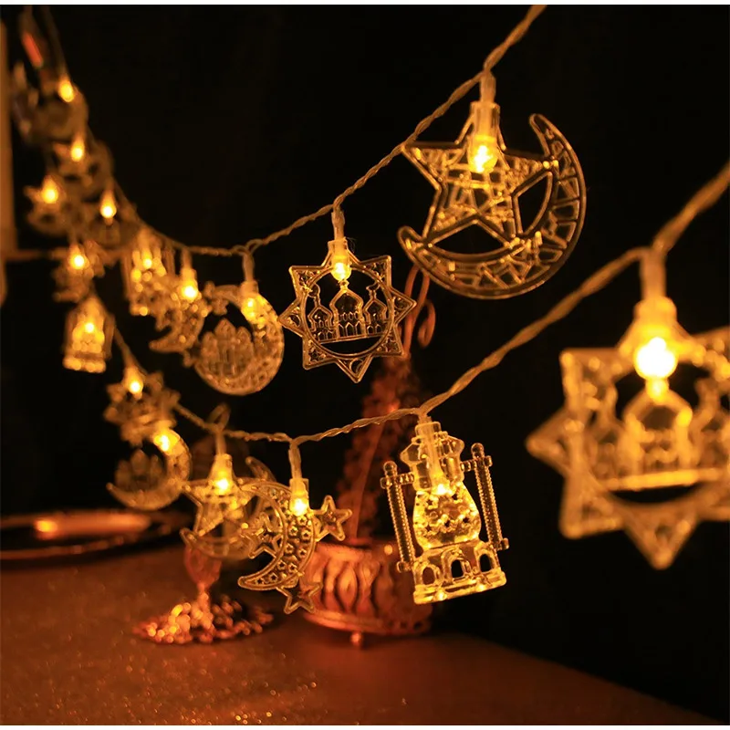 รอมฎอนตกแต่ง 2025 Lighted Birch ต้นไม้ Star Moon String ไฟ Eid Mubarak โต๊ะตกแต่งต้นไม้อิสลามมุสลิมอุปกรณ์