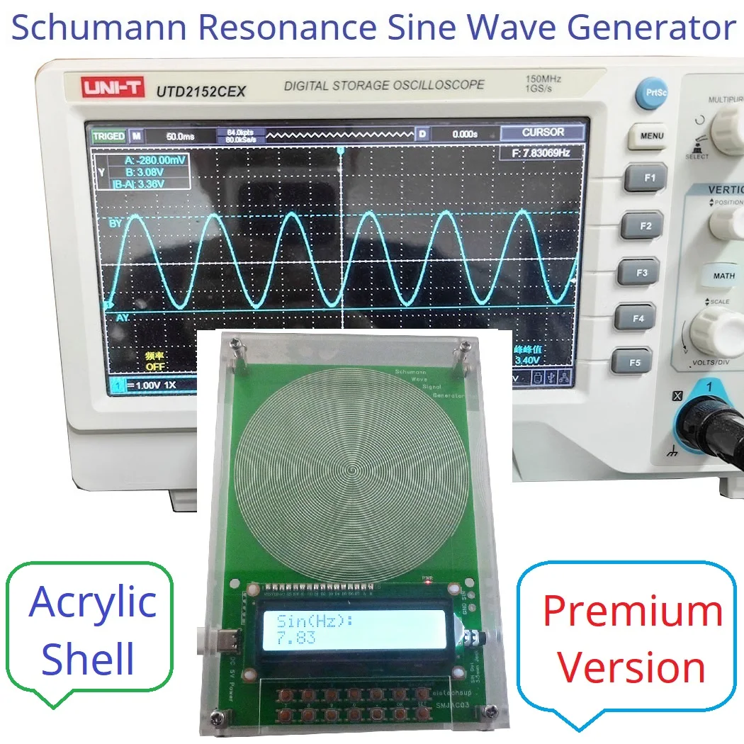 

With Acrylic Shell 7.83HZ 0.01H-100KH Schumann Resonance Pulse Sine Wave Generator 3.5MM Audio Frequency Saved When Power OFF