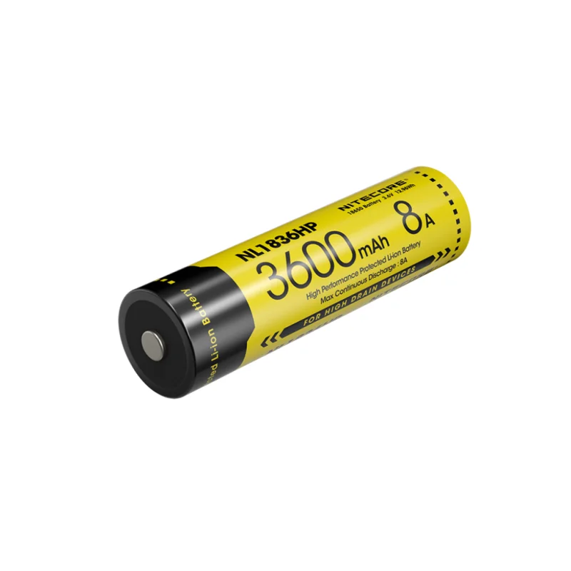 Nitecore NL1836HP High Performance 18650 3600mAh 3.6V 12.6Wh 8A Protected Li-ion Button Top Battery for Flashlight